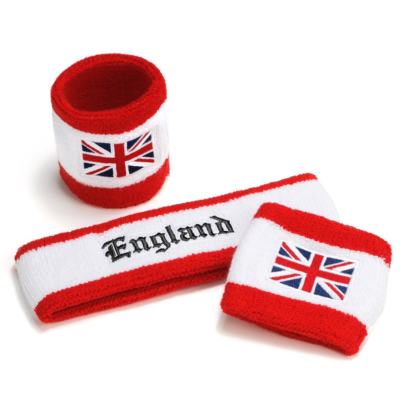 Suddora England Headband & Wristbands Set (Includes 2 Wrist & 1 Head Sweatband) - Image 4